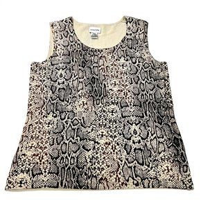Chico's Cream and Black Snakeskin Sleeveless Pullover Top